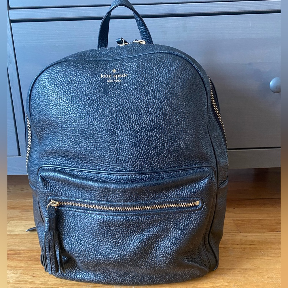 kate spade black pebbled leather backpack